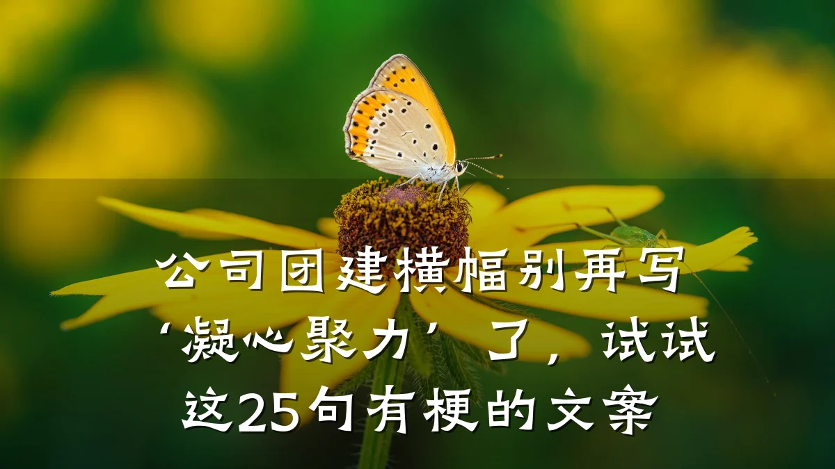 公司团建横幅别再写‘凝心聚力’了,试试这25句有梗的文案